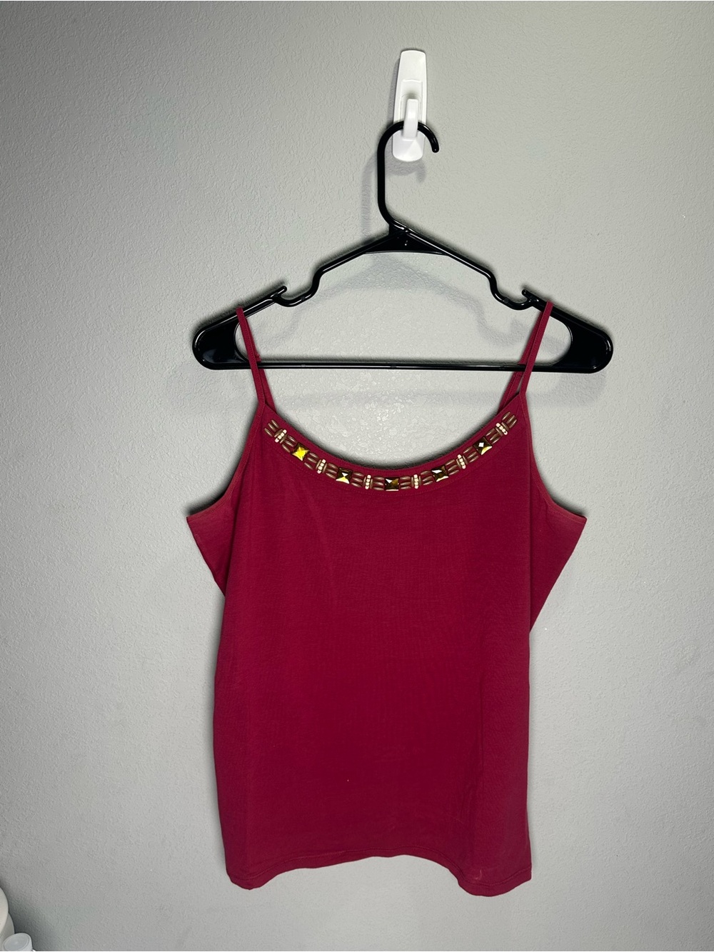 Vintage y2k Old Navy Deep Red Beaded-Trim Tank Top